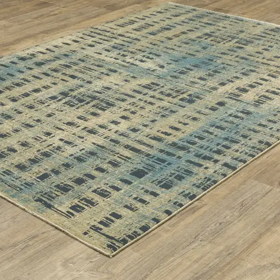 Beige And Blue Geometric Area Rug Photo 4