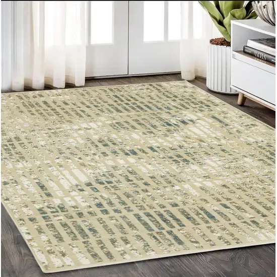 Beige And Blue Geometric Area Rug Photo 1