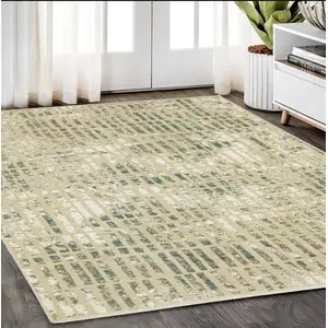 Photo of Beige And Blue Geometric Area Rug