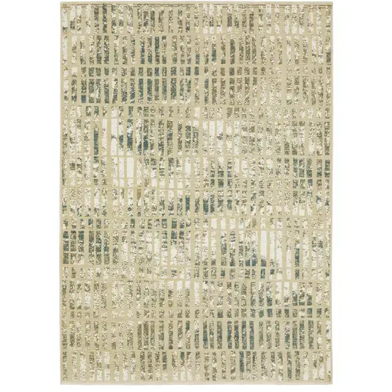 Beige And Blue Geometric Area Rug Photo 5