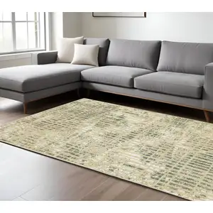 Photo of Beige And Blue Geometric Area Rug