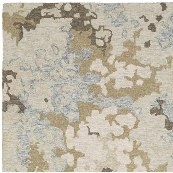 Beige And Blue Wool Abstract Hand Tufted Area Rug Photo 8