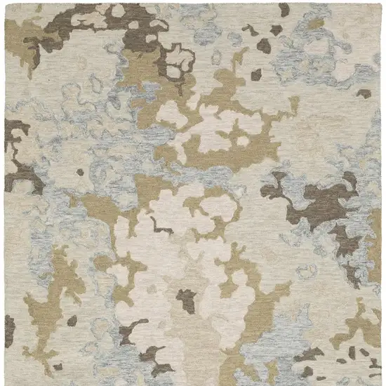 Beige And Blue Wool Abstract Hand Tufted Area Rug Photo 4