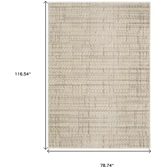 Beige And Brown Geometric Area Rug With Fringe Photo 3