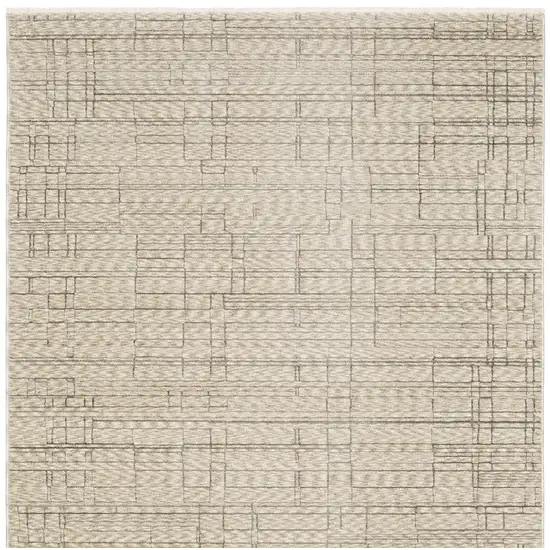 Beige And Brown Geometric Area Rug With Fringe Photo 9