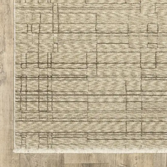 Beige And Brown Geometric Area Rug With Fringe Photo 4