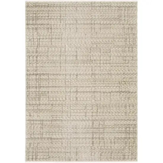 Beige And Brown Geometric Area Rug With Fringe Photo 6