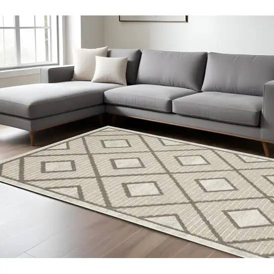 Beige And Brown Geometric Area Rug Photo 1