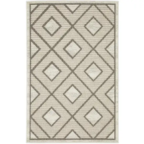 Beige And Brown Geometric Area Rug Photo 2