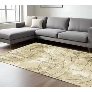 Photo of Beige And Brown Geometric Area Rug