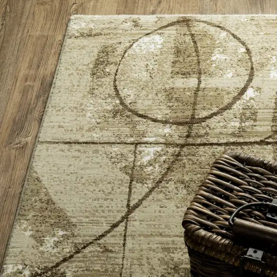 Beige And Brown Geometric Area Rug Photo 5