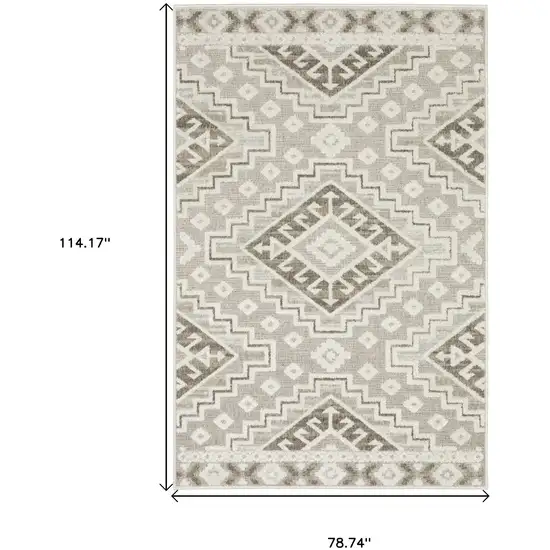 Beige And Brown Tribal Area Rug Photo 3