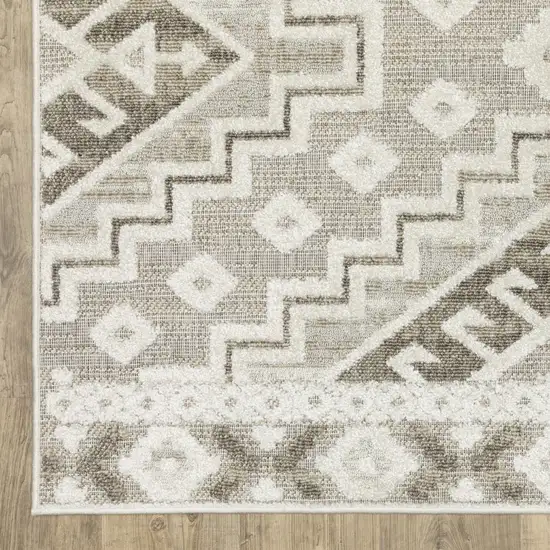 Beige And Brown Tribal Area Rug Photo 6