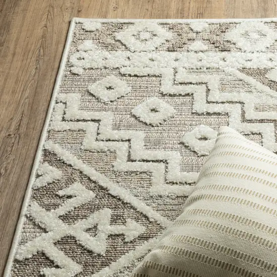 Beige And Brown Tribal Area Rug Photo 4