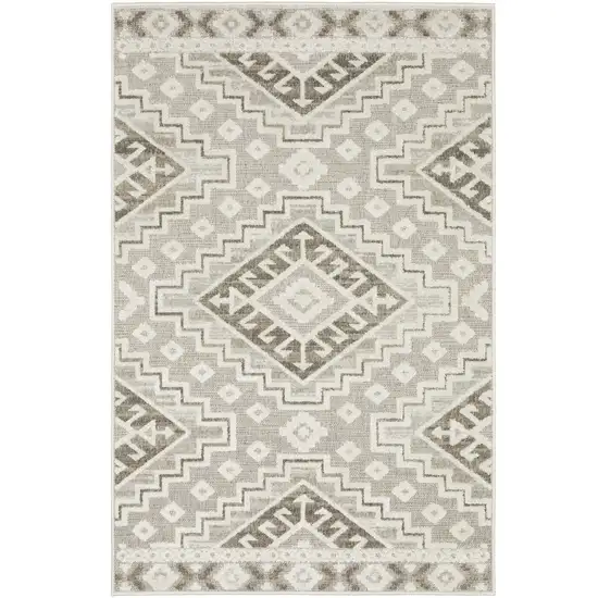 Beige And Brown Tribal Area Rug Photo 2