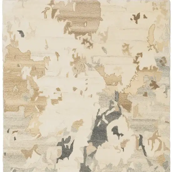 Beige And Charcoal Wool Abstract Hand Tufted Area Rug Photo 5