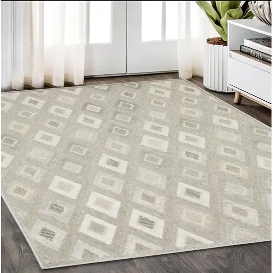 Beige And Gray Diamond Area Rug Photo 1