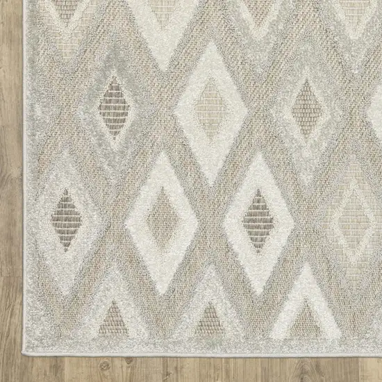 Beige And Gray Diamond Area Rug Photo 5