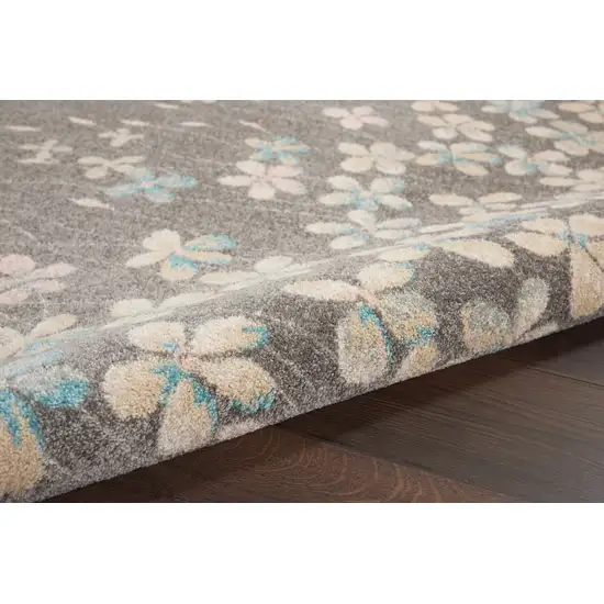 Beige And Gray Floral Area Rug Photo 7