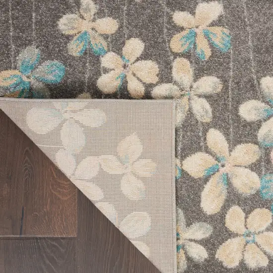 Beige And Gray Floral Area Rug Photo 6