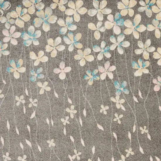 Beige And Gray Floral Area Rug Photo 9