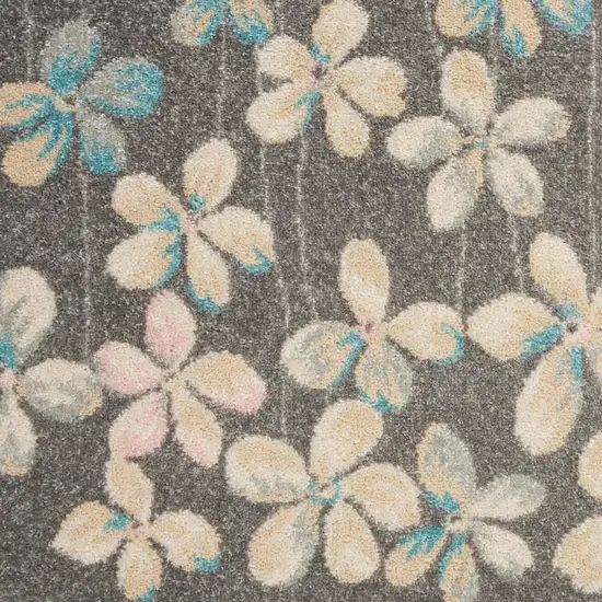 Beige And Gray Floral Area Rug Photo 5