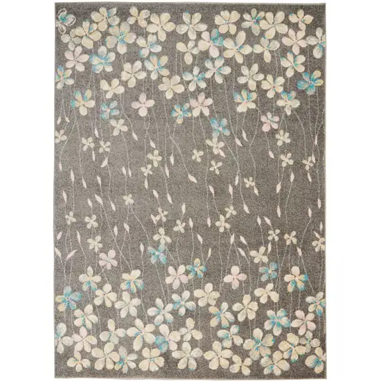 Beige And Gray Floral Area Rug Photo 2