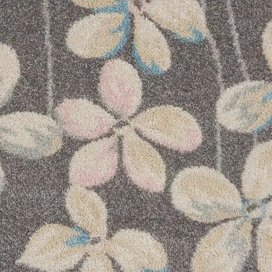 Beige And Gray Floral Area Rug Photo 5