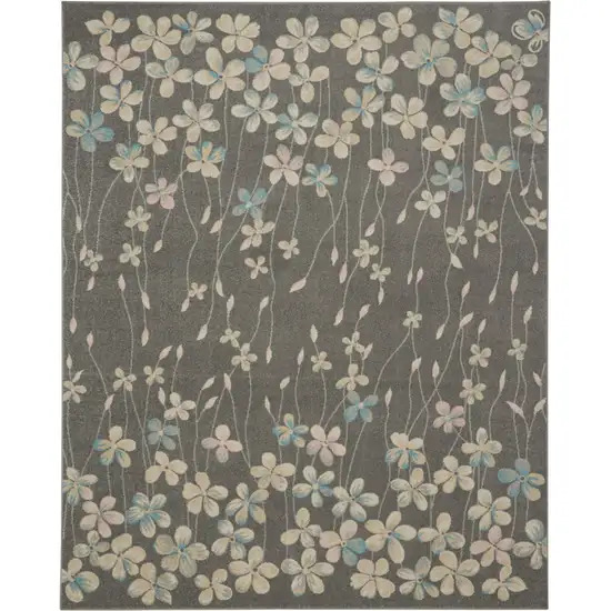 Beige And Gray Floral Area Rug Photo 8