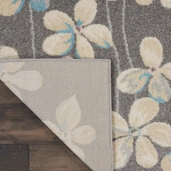 Beige And Gray Floral Area Rug Photo 6