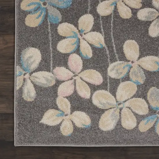 Beige And Gray Floral Area Rug Photo 4