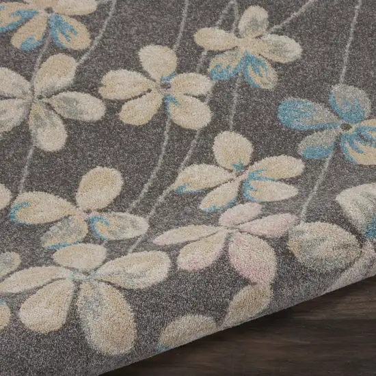 Beige And Gray Floral Area Rug Photo 7