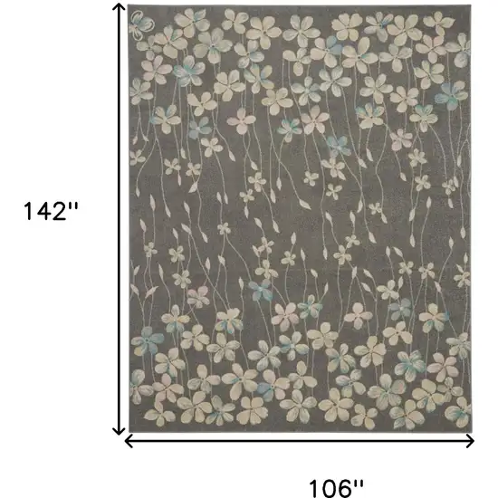 Beige And Gray Floral Area Rug Photo 3