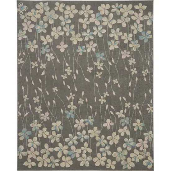 Beige And Gray Floral Area Rug Photo 2