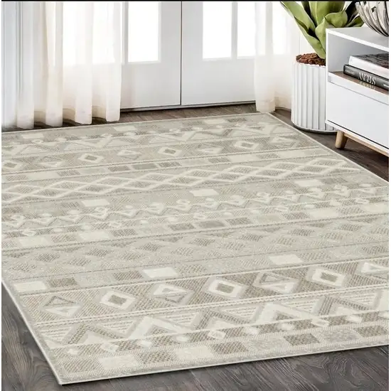 Beige And Gray Geometric Area Rug Photo 1