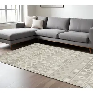 Photo of Beige And Gray Geometric Area Rug