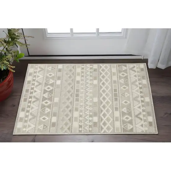 Beige And Gray Geometric Area Rug Photo 1