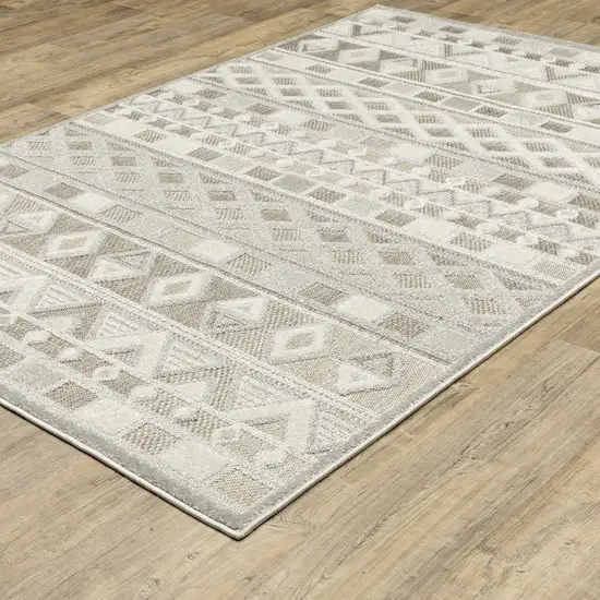 Beige And Gray Geometric Area Rug Photo 8