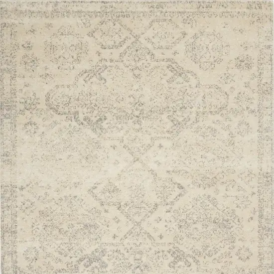 Beige And Gray Geometric Distressed Area Rug Photo 5