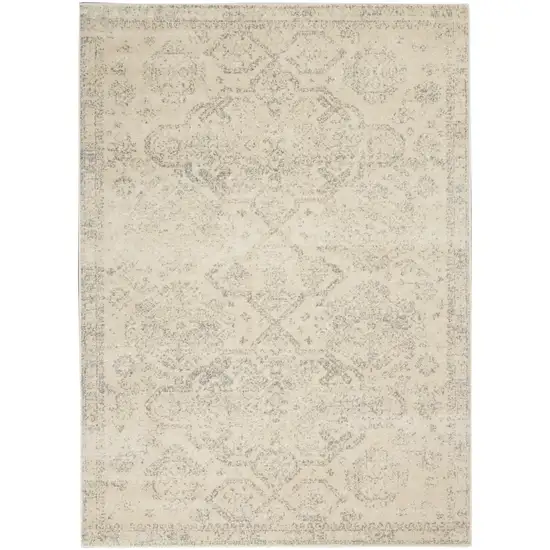 Beige And Gray Geometric Distressed Area Rug Photo 2