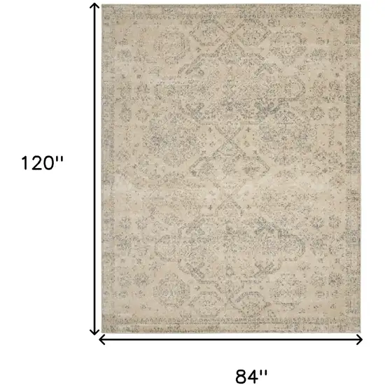 Beige And Gray Geometric Distressed Area Rug Photo 3