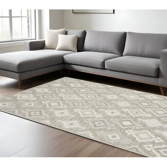 Beige And Gray Oriental Area Rug Photo 1