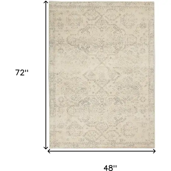 Beige And Gray Oriental Distressed Area Rug Photo 3