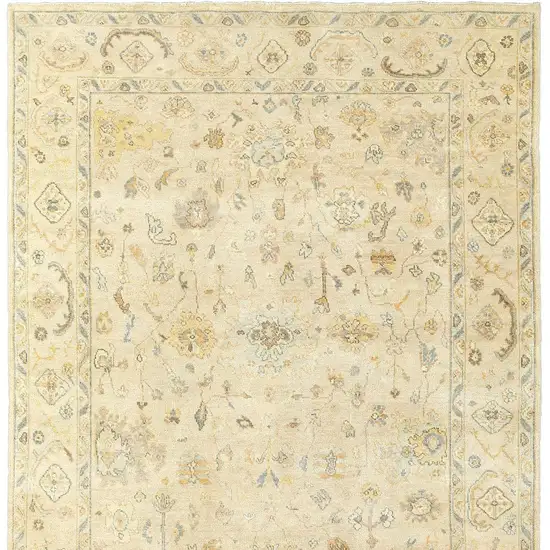 Beige And Gray Wool Oriental Hand Knotted Area Rug Photo 4