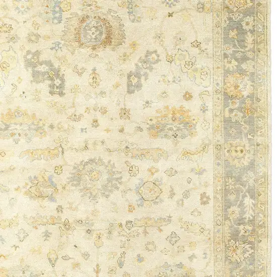 Beige And Gray Wool Oriental Hand Knotted Area Rug Photo 5