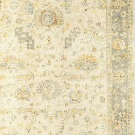 Beige And Gray Wool Oriental Hand Knotted Area Rug Photo 5