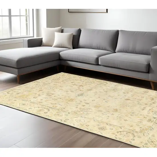 Beige And Gray Wool Oriental Hand Knotted Area Rug Photo 1