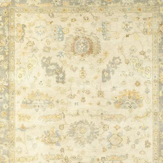 Beige And Gray Wool Oriental Hand Knotted Area Rug Photo 5