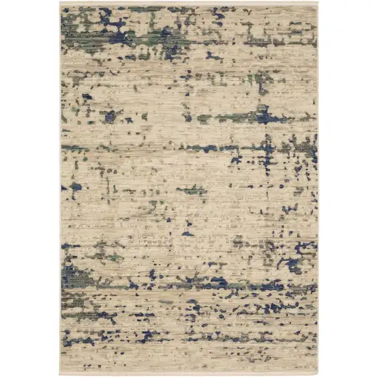 Beige And Green Abstract Area Rug With Fringe Photo 2