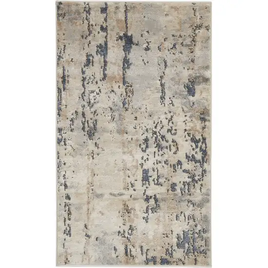 Beige And Grey Abstract Power Loom Non Skid Area Rug Photo 1